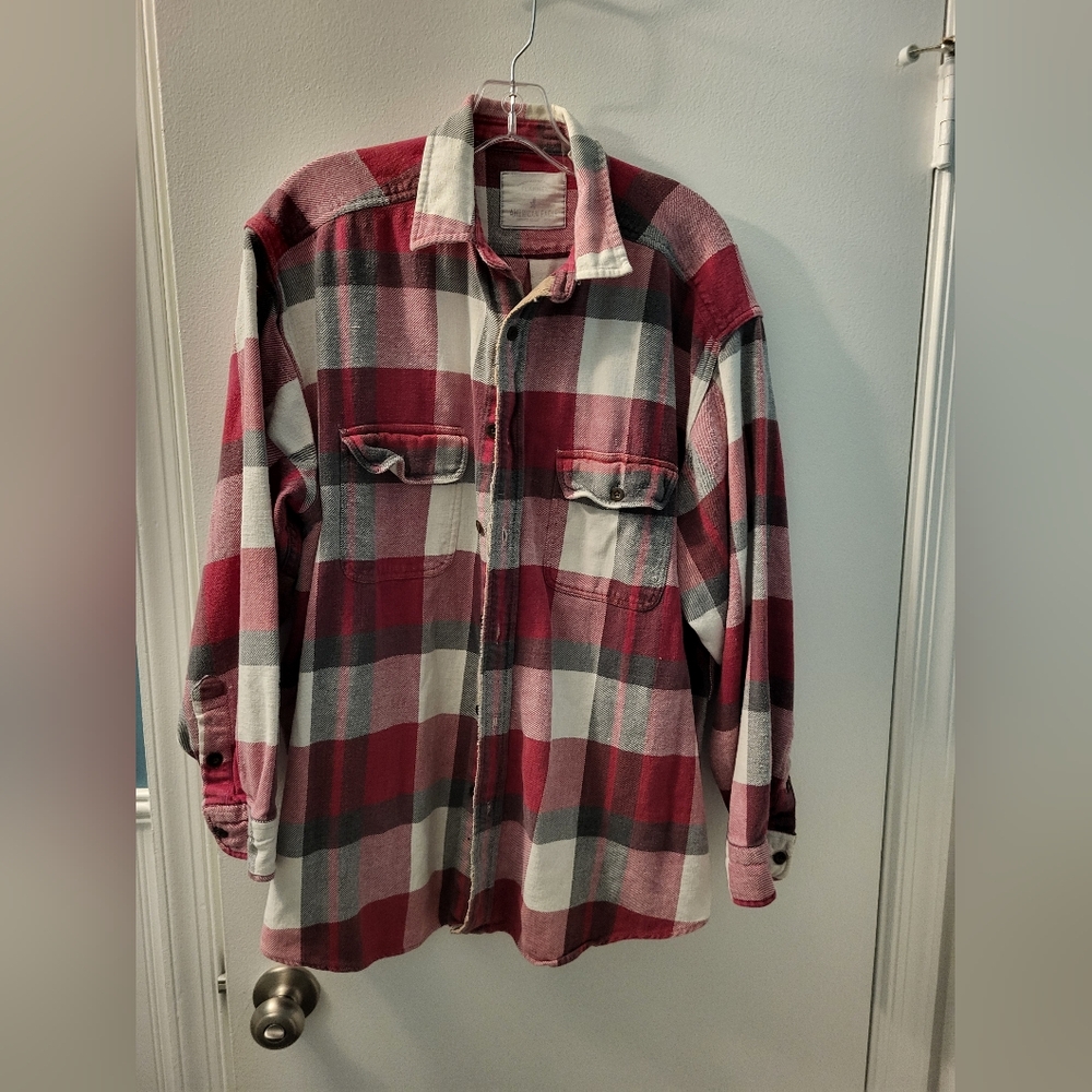 VINTAGE Men's Red Plaid Shirt American Eagle XL